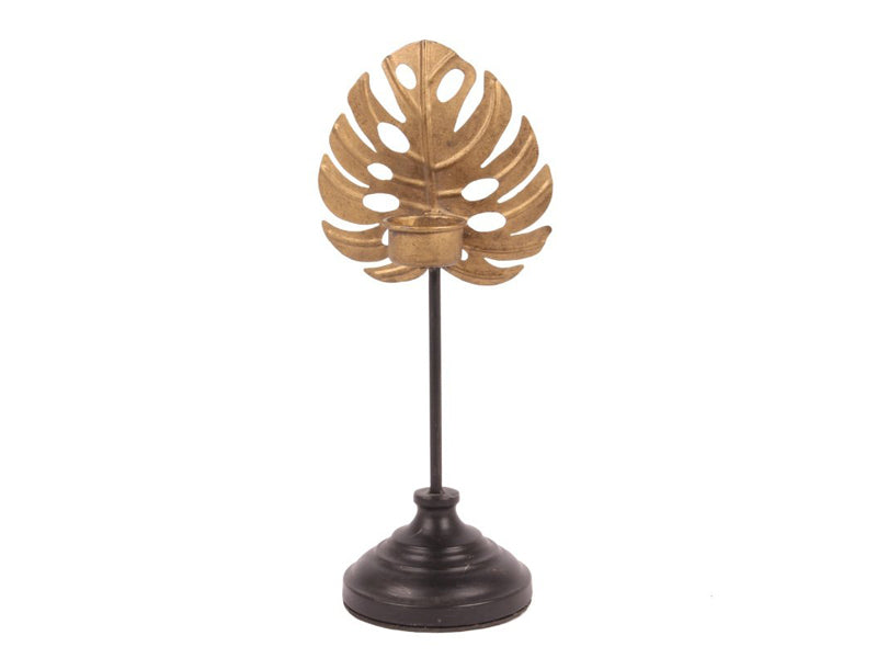 Theelichthouder goud blad 33 cm