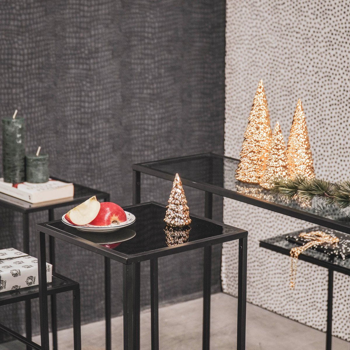 Ornament - Kerstboom - Keramiek - Goud - 5x5x11cm