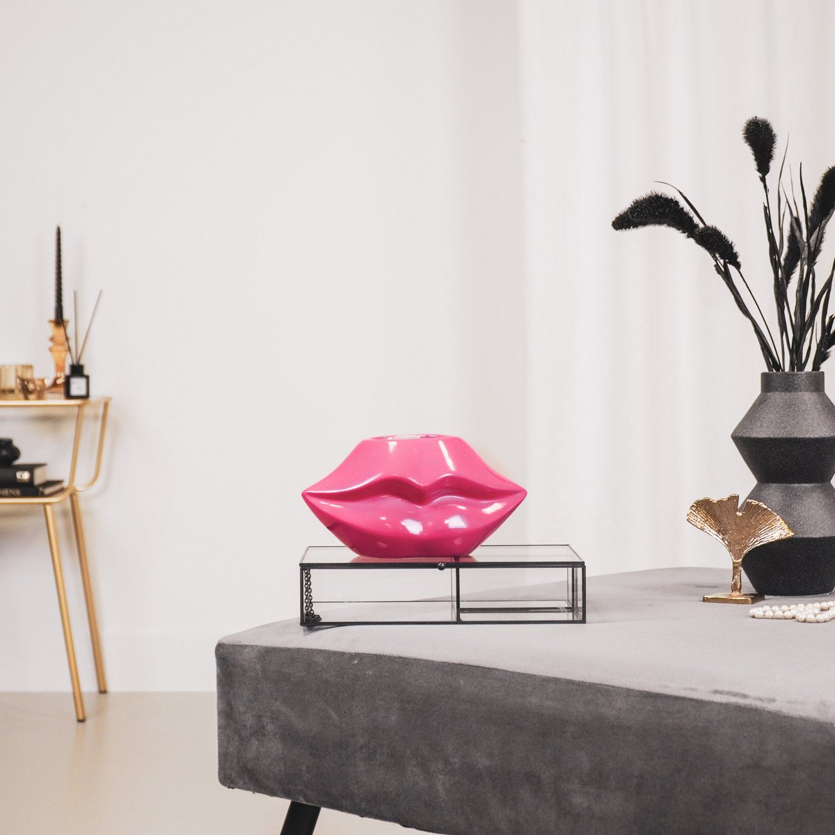 Housevitamin Lips Don't Lie Pot - Neon Roze - 21x19x11cm