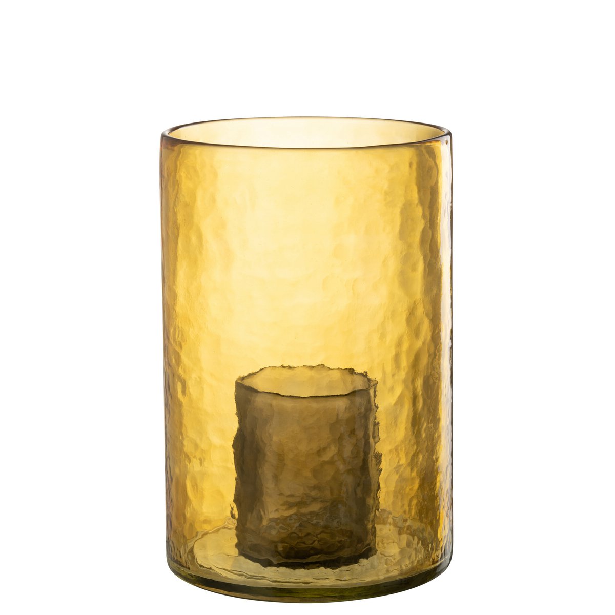 J-Line Windlicht Dubbel Glas Geel Large