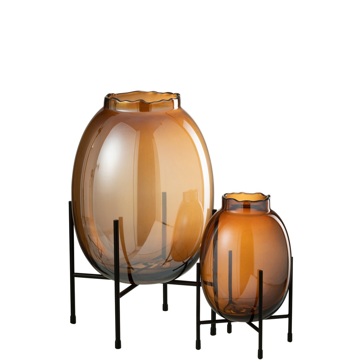 J-Line vaas Op Voet - glas - bruin - large