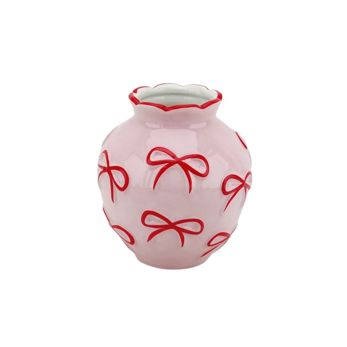 Vaas - Bloemvaaslinten - Lichtroze/rood - 13x13x14cm