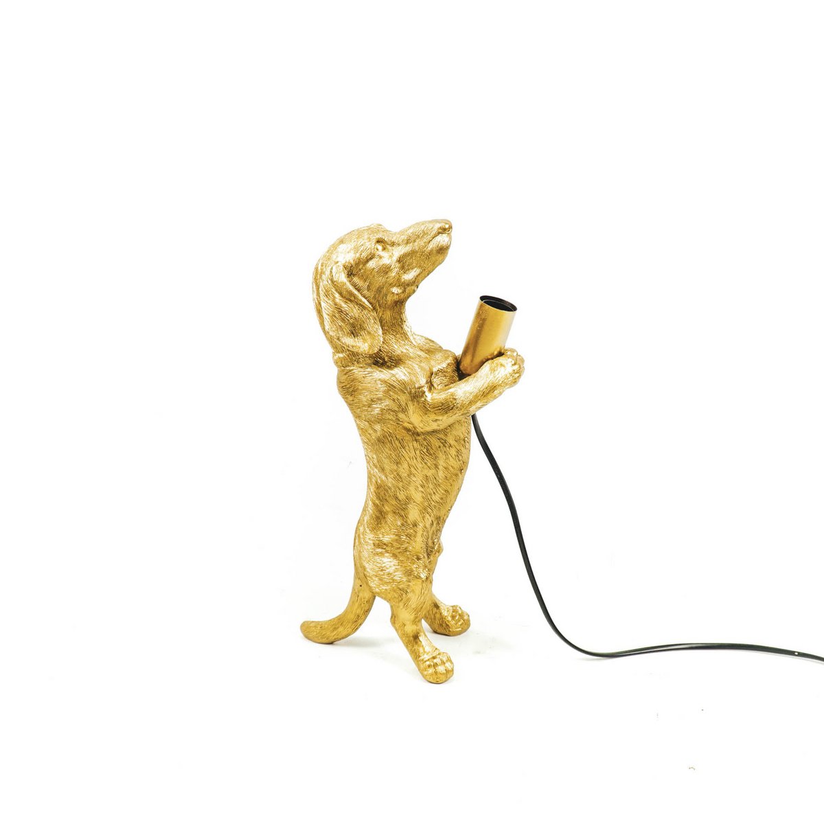 Tafellamp - Teckel - Polyresin - Goud - E14 - 10x15x38cm