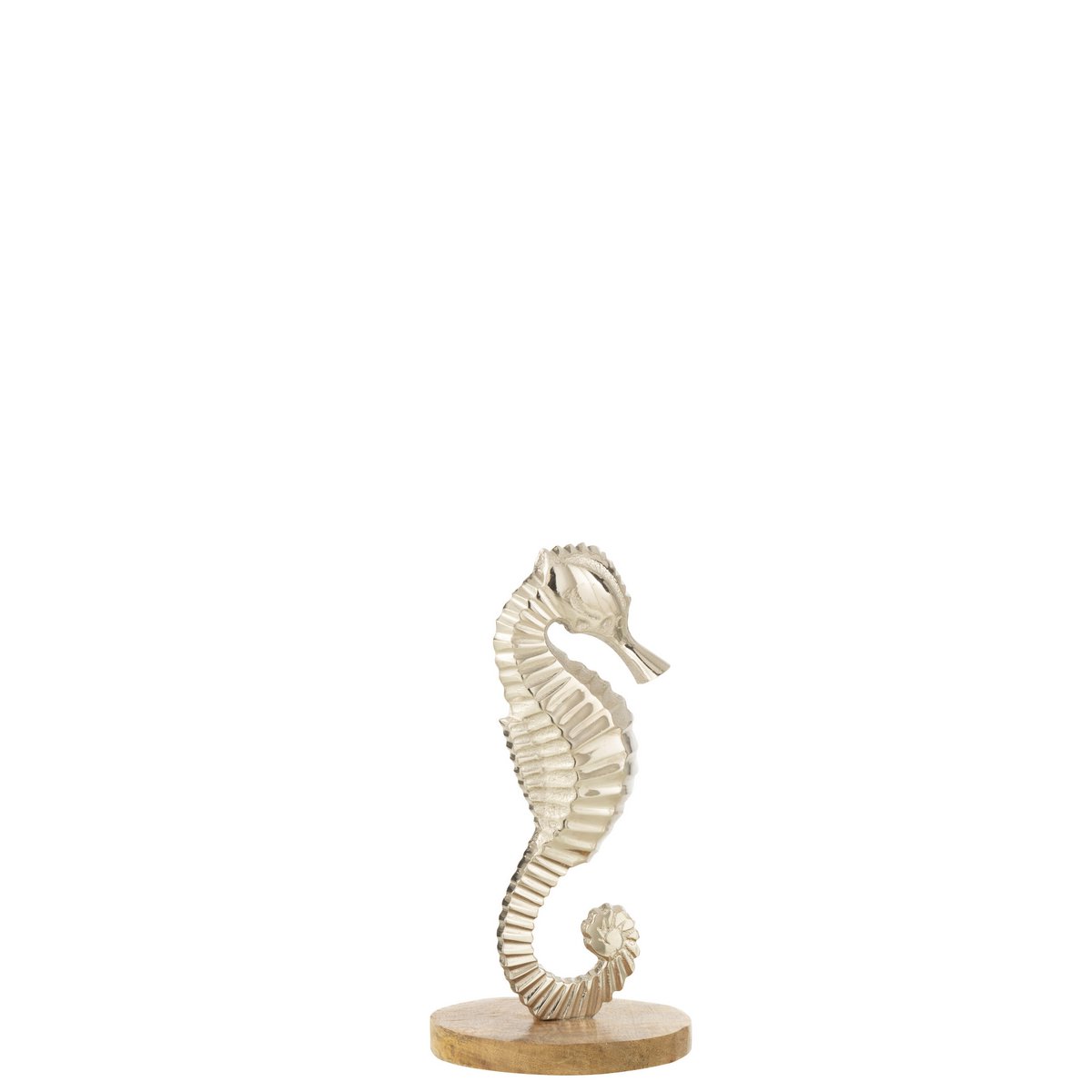 J-Line decoratie Zeepaardje Op Voet - aluminium - zilver - medium