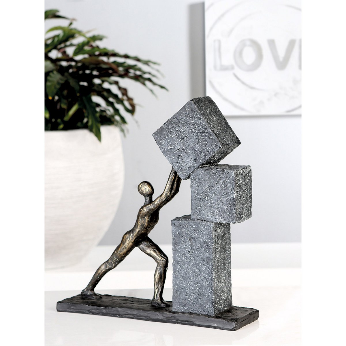 Polysculptuur "Stapelen" bronskleurig