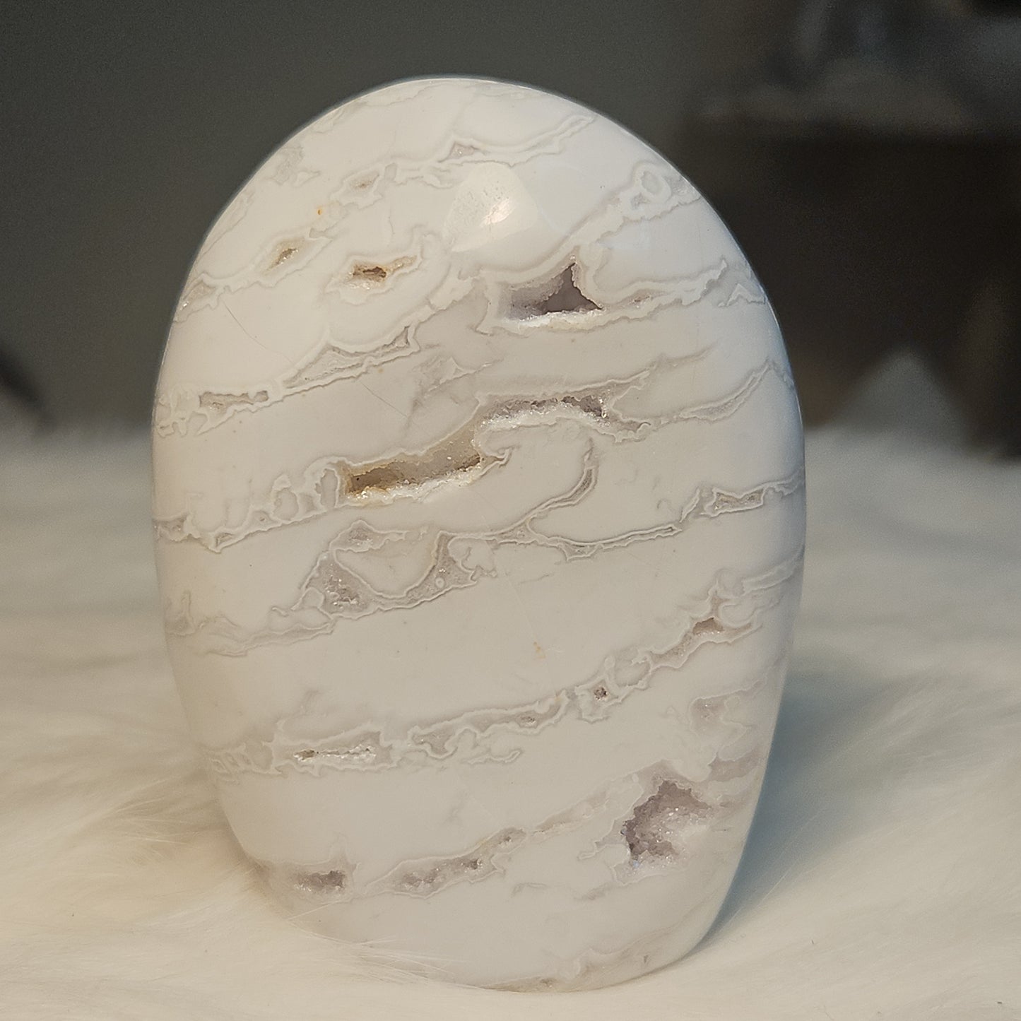 Witte pluim Agaat freeform