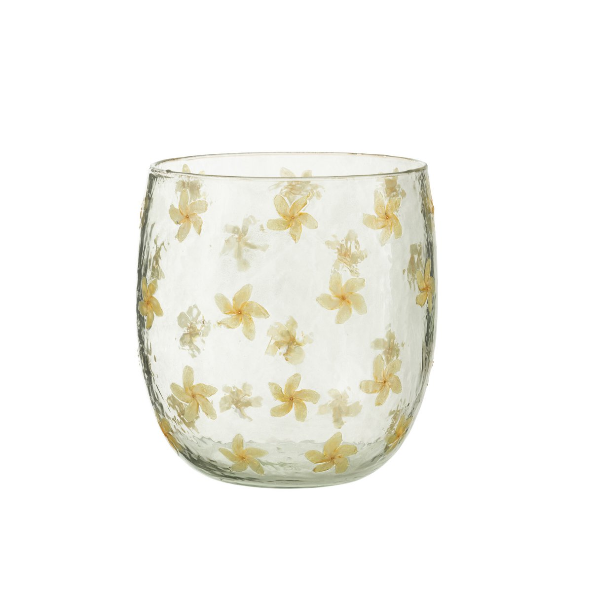 J-Line windlicht Bloemen glas - geel - large