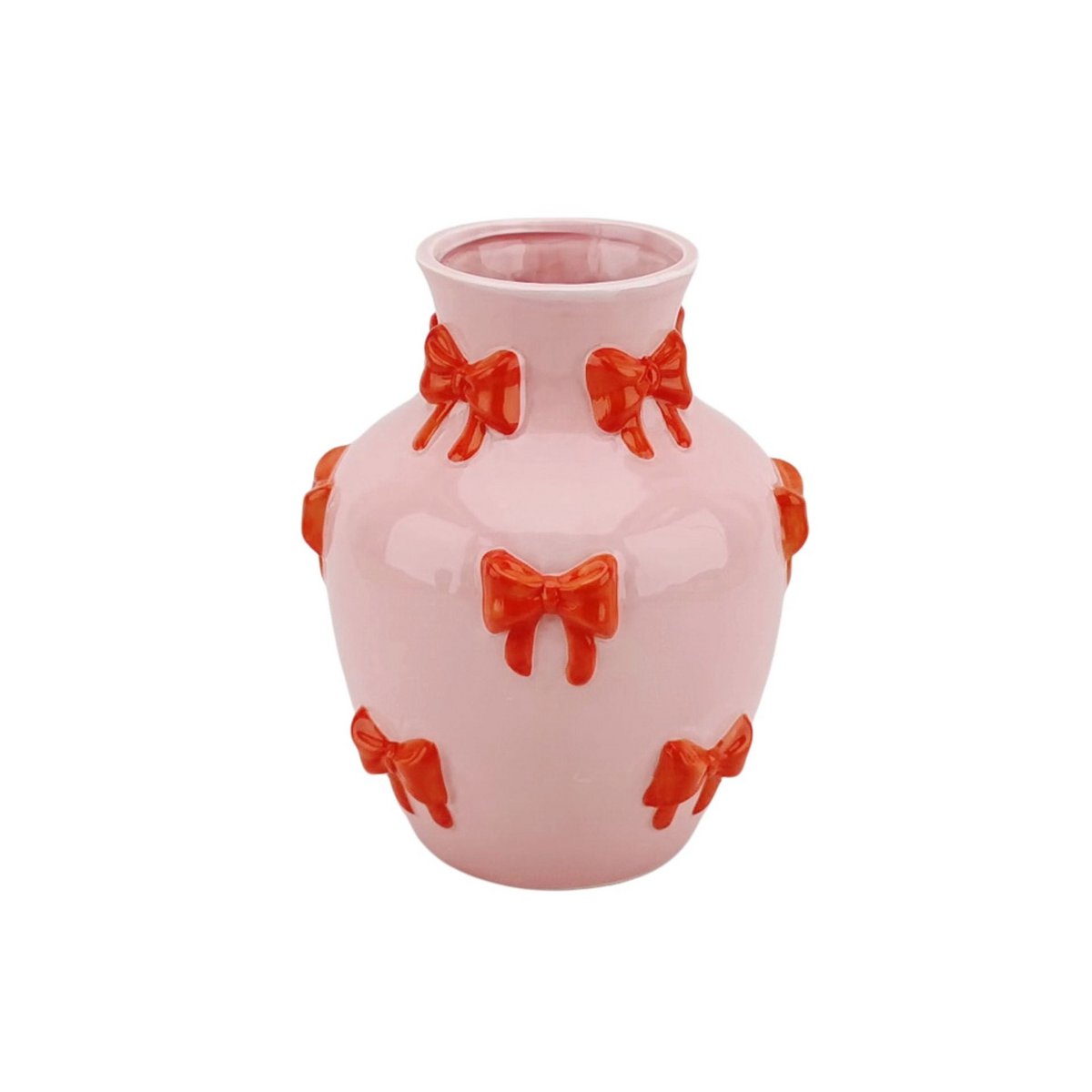Vaas - Bloemvaaslinten - roze/oranje - 14x14x19cm