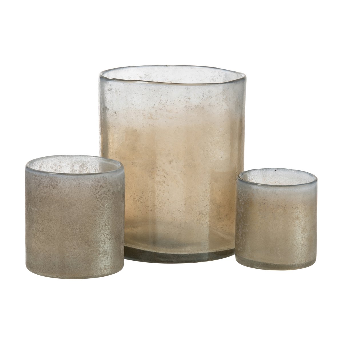 J-Line lantaarn Smokey Cilinder - glas - beige - groot