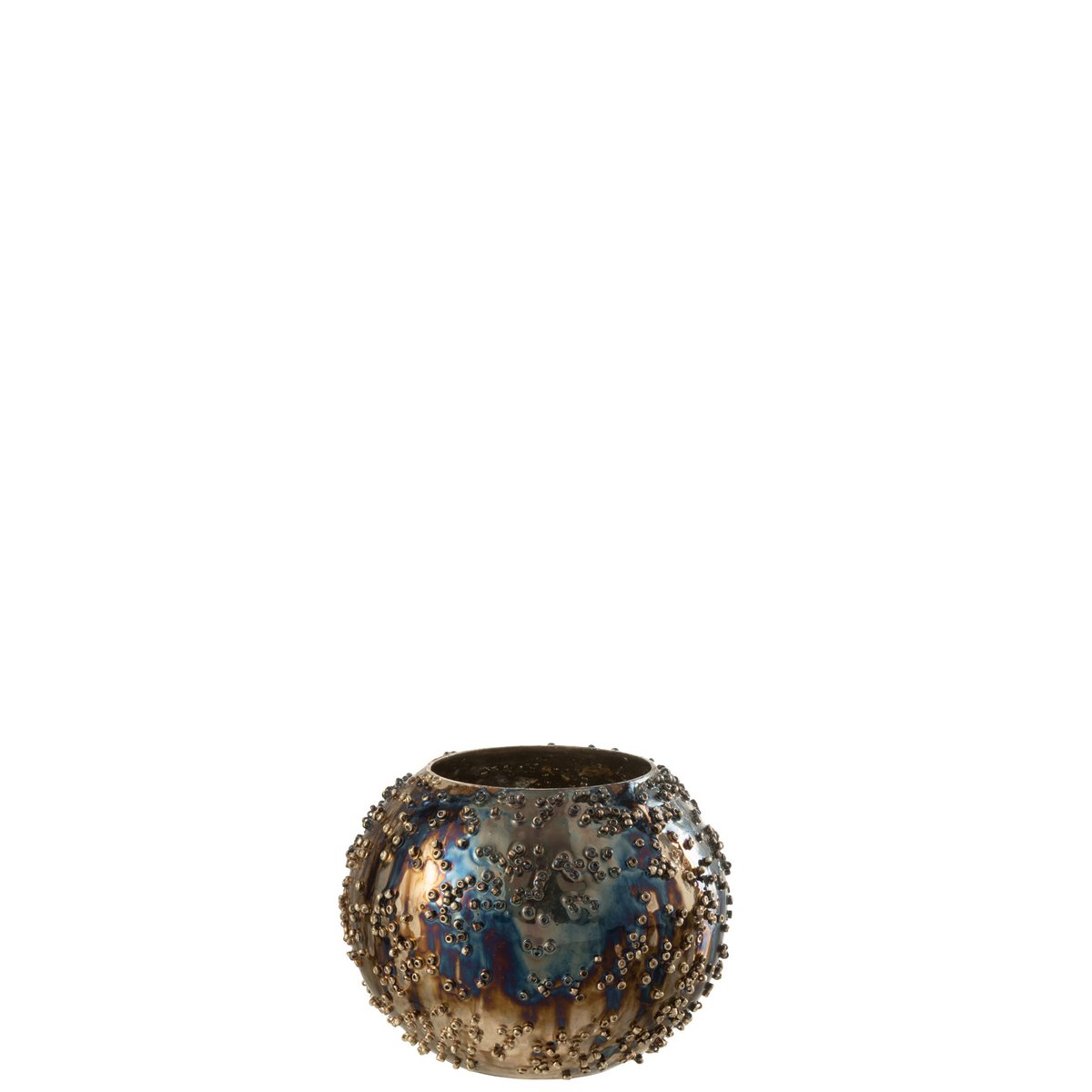 J-Line theelichthouder Lise - glas - bruin/goud - small