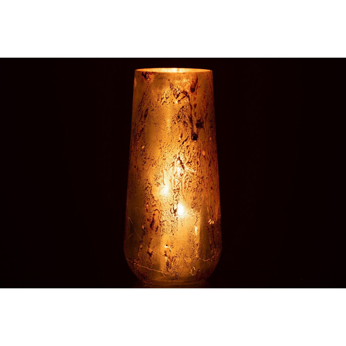 J-Line Windlicht Glas Bruin/Goud Large