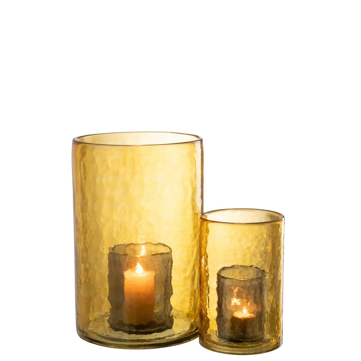 J-Line Windlicht Dubbel Glas Geel Large