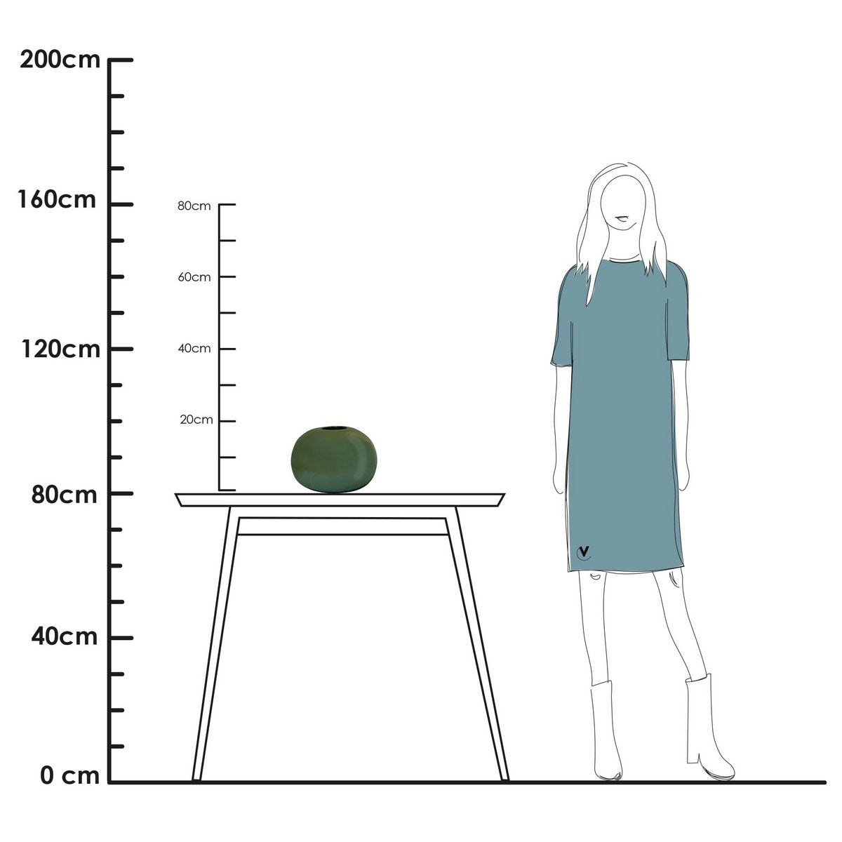 Brenno baltic green Ø23 x H18 cm vaas