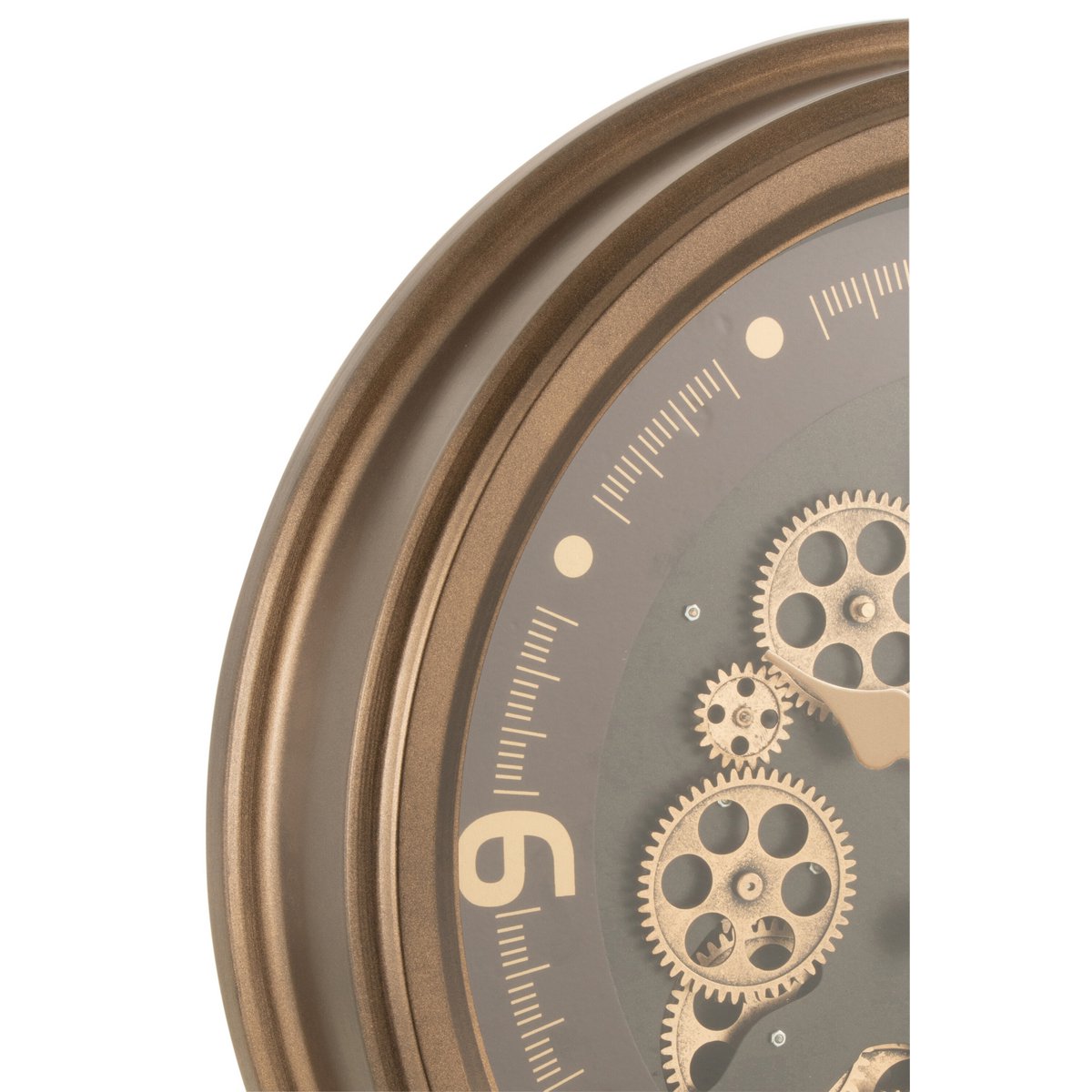 J-Line Radars Arabische Cijfers klok - metaal/ glas - goud - Ø 52 cm