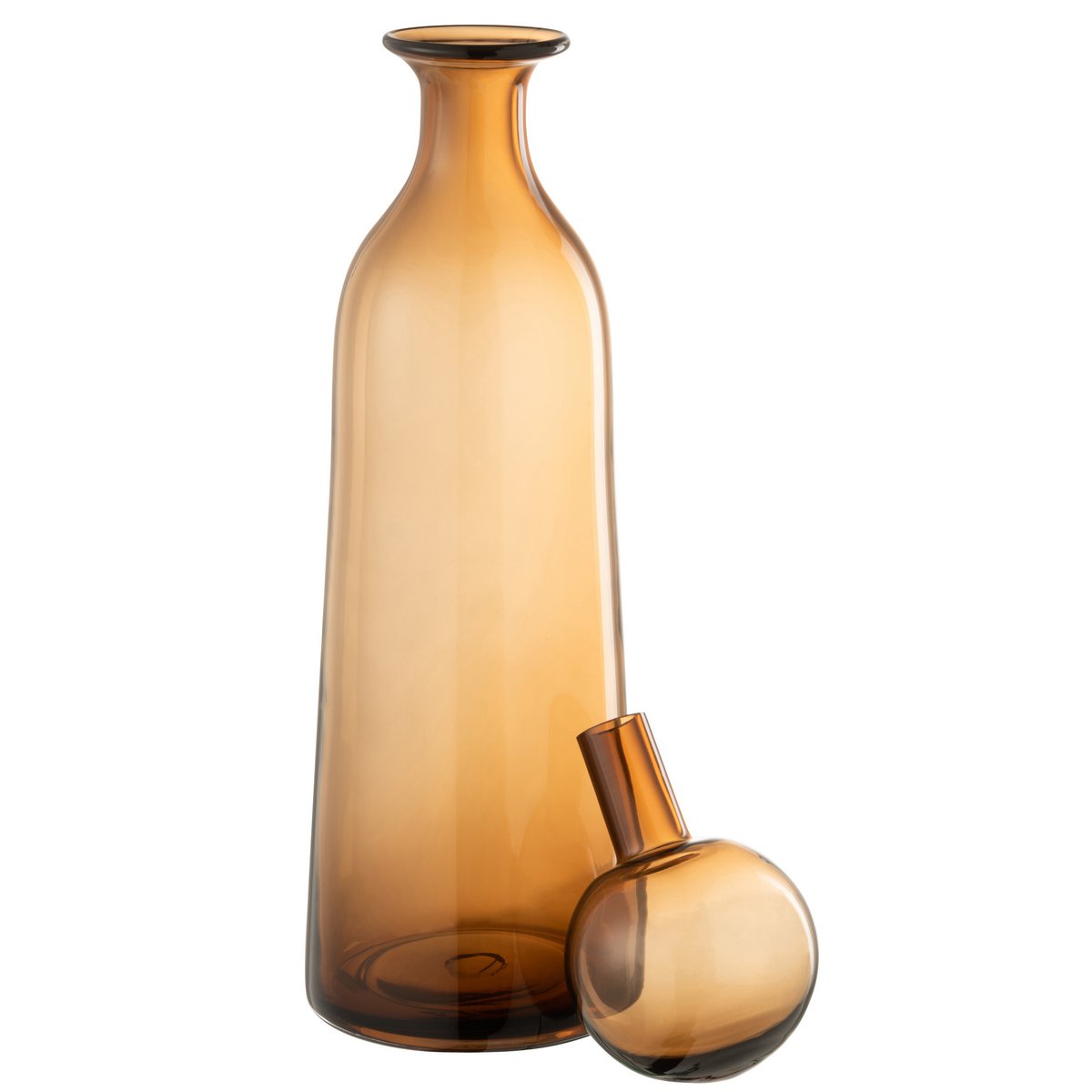 J-Line Fles+Stop Effen Decoratief Hoog Glas Bruin Large