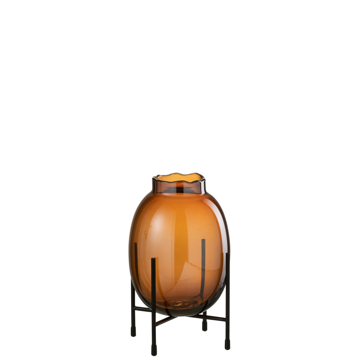 J-Line vaas Op Voet - glas - bruin - small