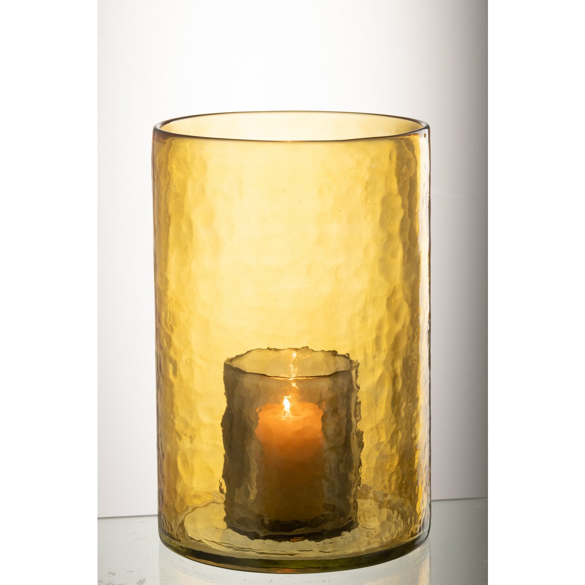 J-Line Windlicht Dubbel Glas Geel Large