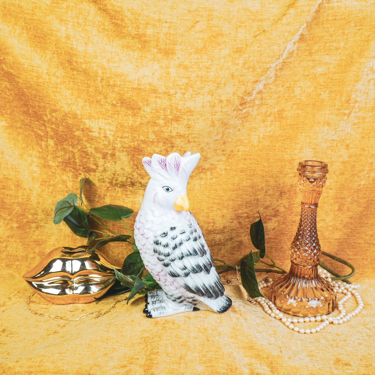 VASE-Cockatoe-Dolomite-roze/ groen-14-x10.5x22cm