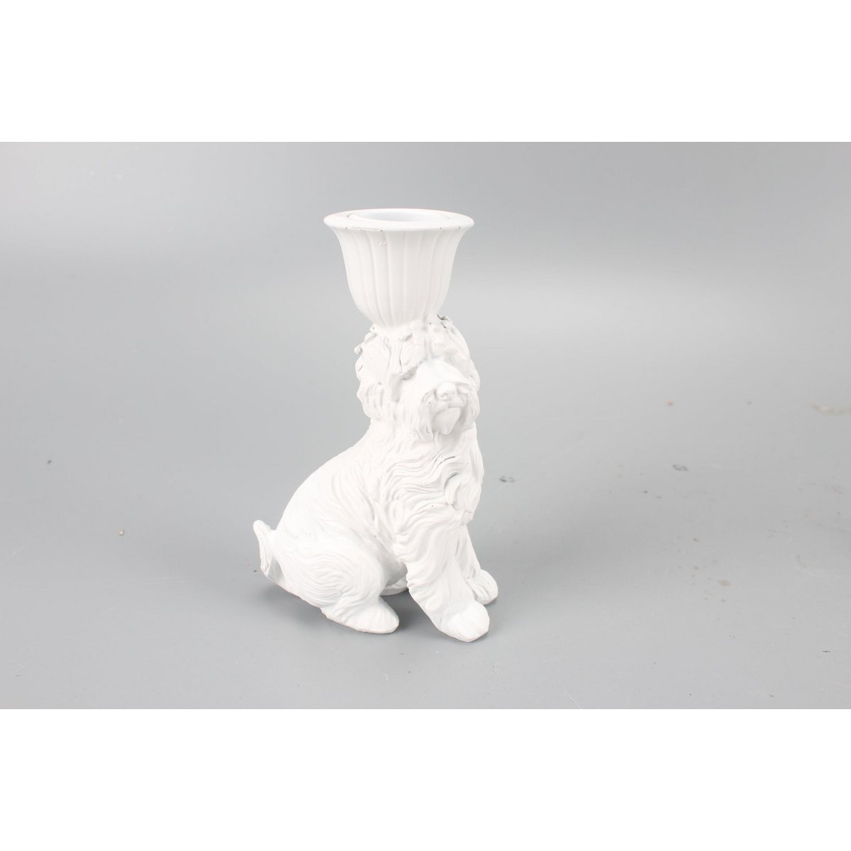 Kaarshouder - Labradoodle - Polyresin - Wit - 4x9x13cm