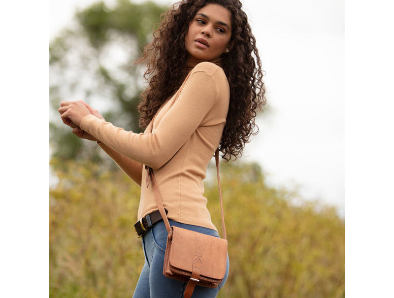 Vierkante zadeltas Donker Bruin - Berber Leather - Handgemaakt
