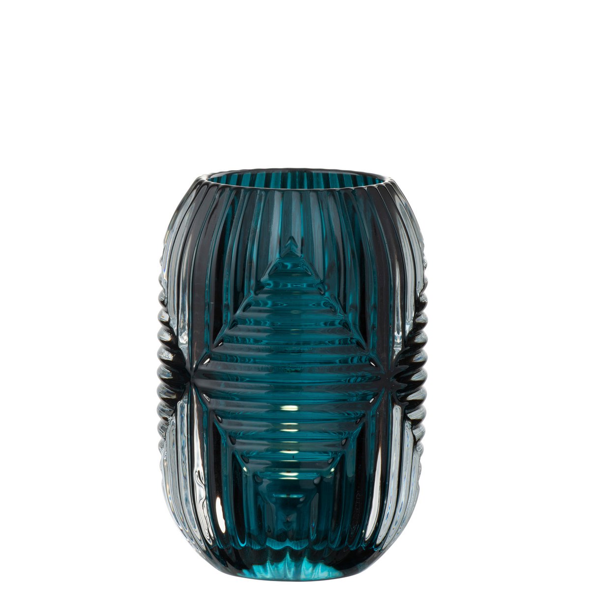 J-Line theelichthouder Hoog Lijnen - glas - blauw