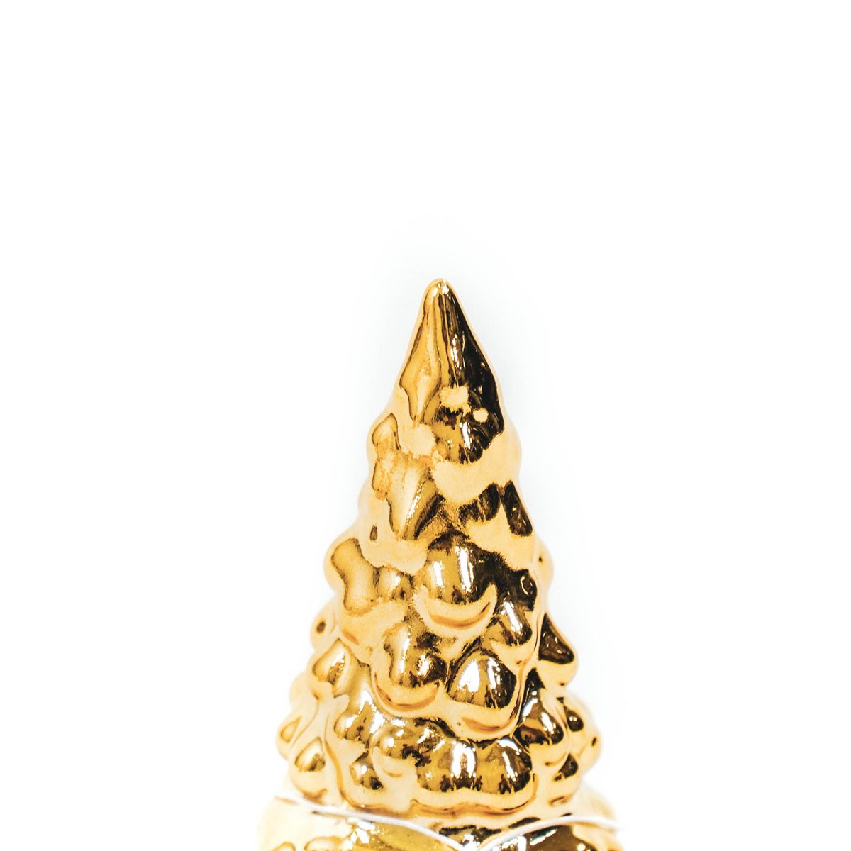 Ornament - Kerstboom - Keramiek - Goud - 5x5x11cm