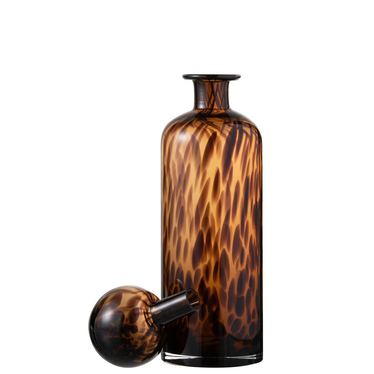 J-Line Fles+Stop Spikkel Decoratief Glas Bruin/Zwart Large