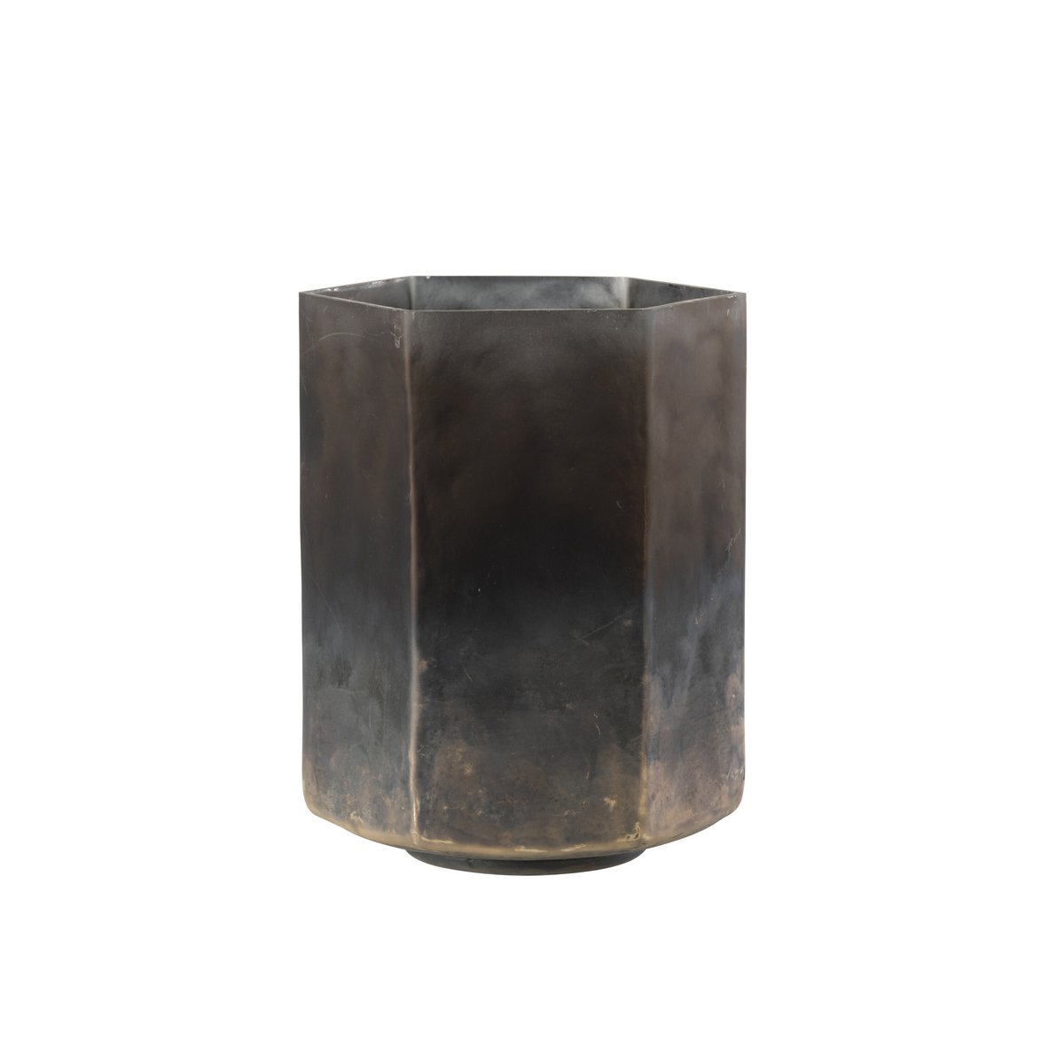 J-Line windlicht Zeshoek - glas - grijs - large