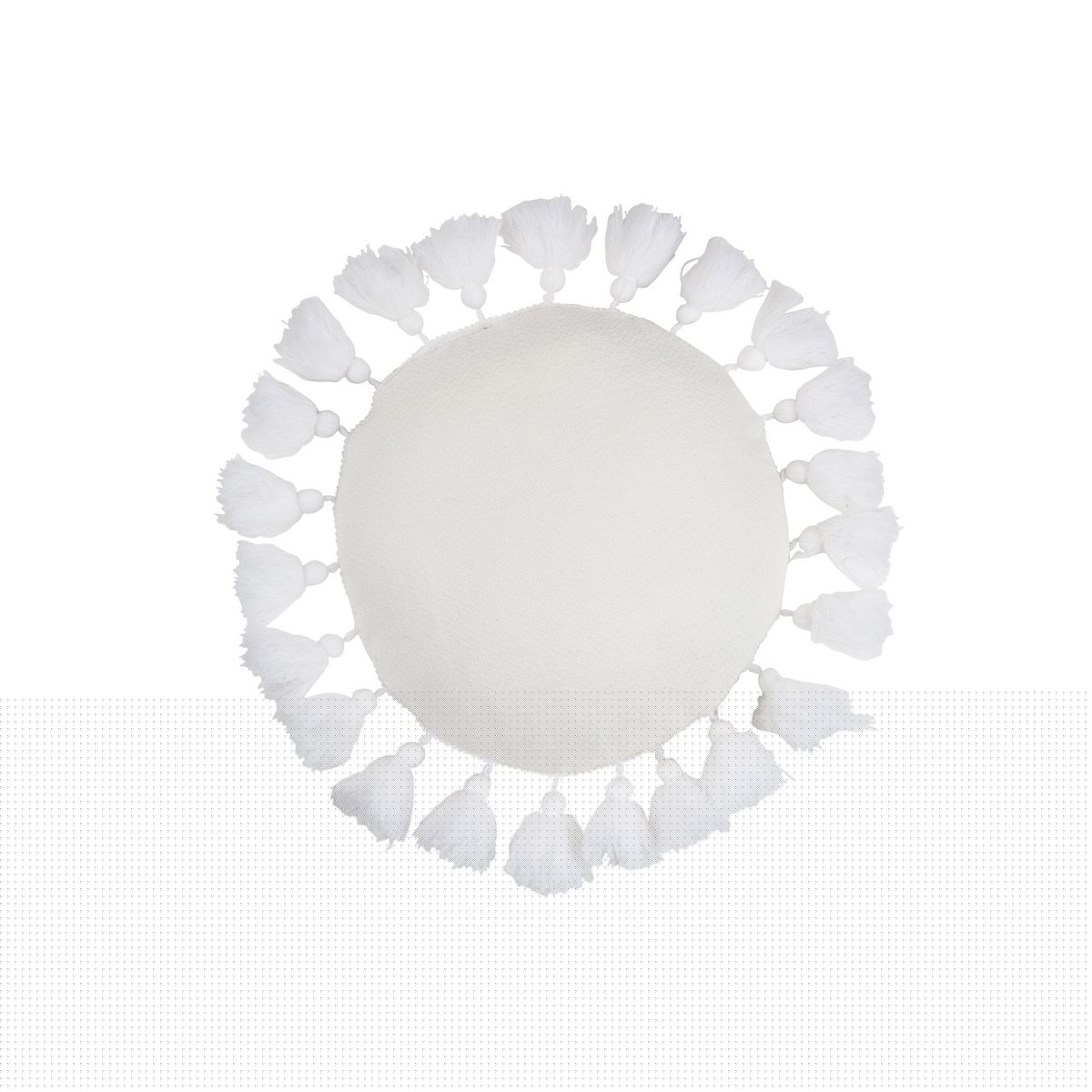 J-Line kussen Rond Kwast - polyester - wit