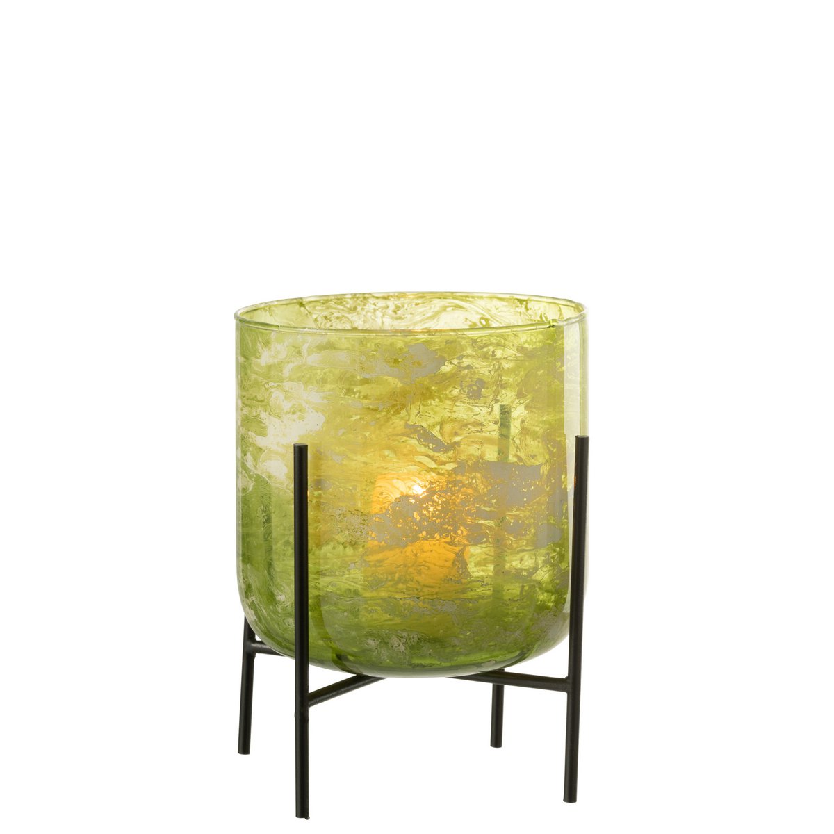 J-Line windlicht Staand Marmer - glas/ijzer - groen - large