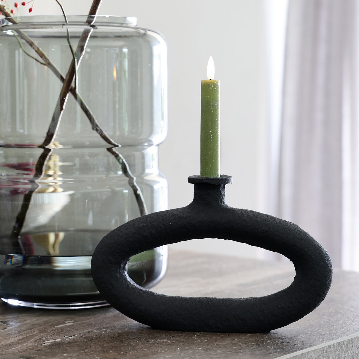 Kandelaar Rocha rough black
