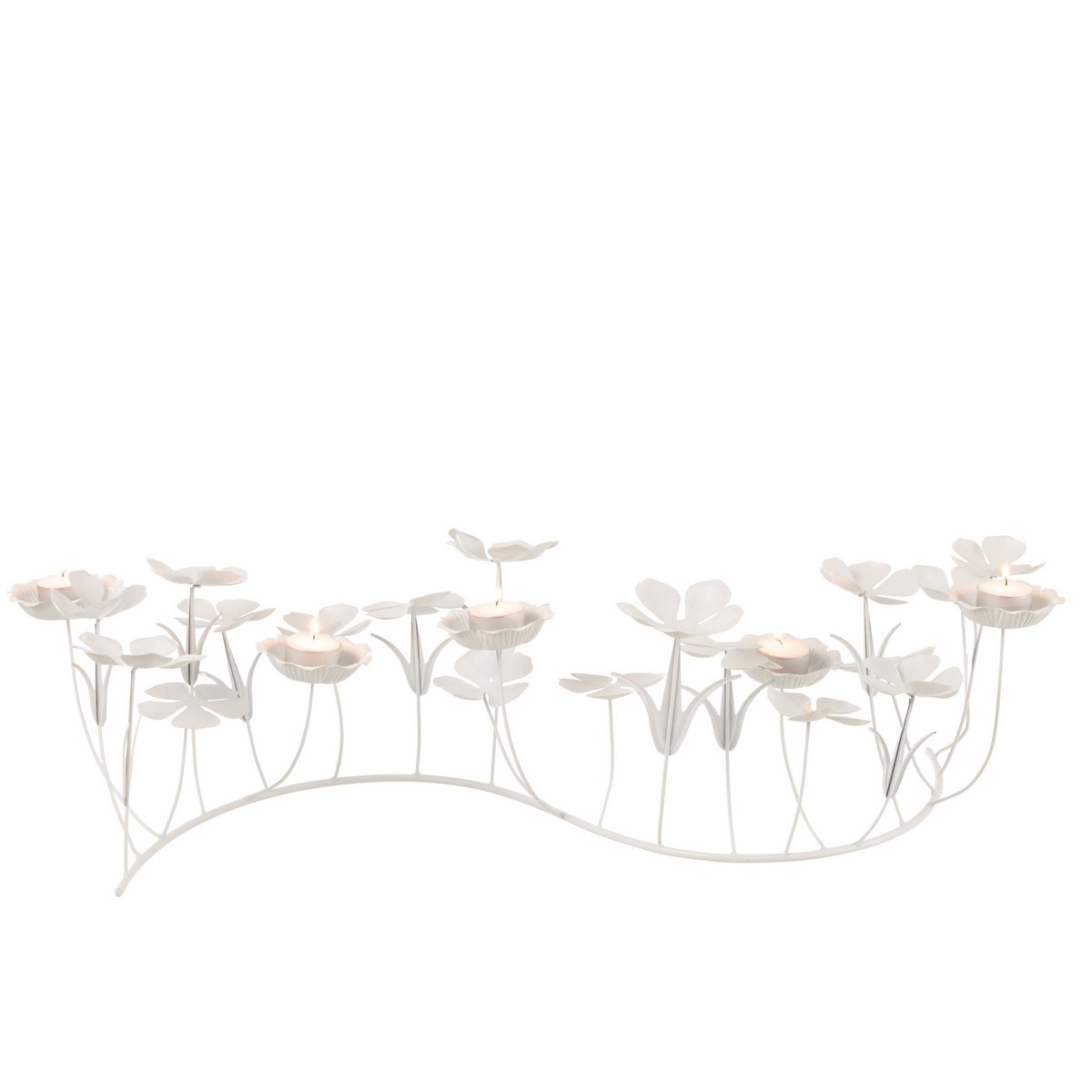 J-Line kandelaar decoratie Bloemen - metaal - wit - large