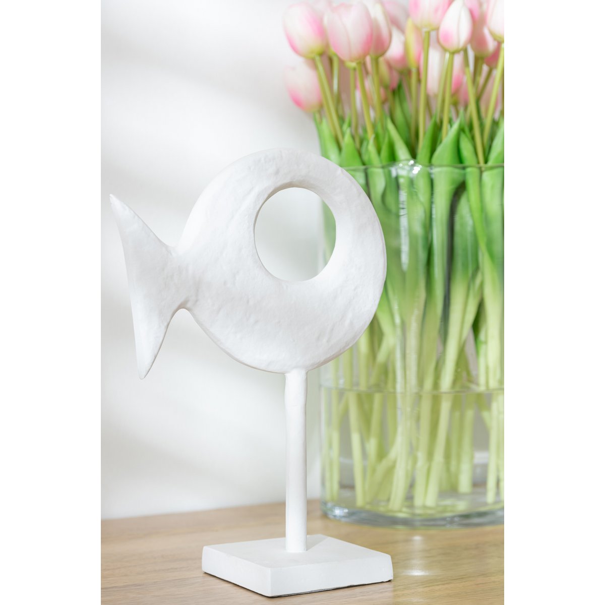 J-Line Figuur Vis Op Voet Aluminium Wit Large