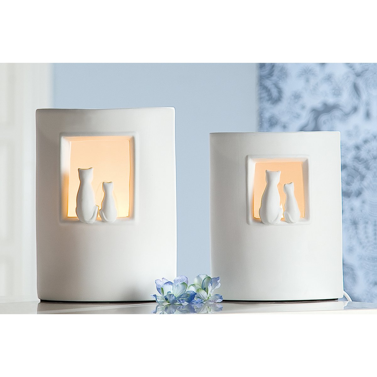 Porseleinen lamp "paar katten"