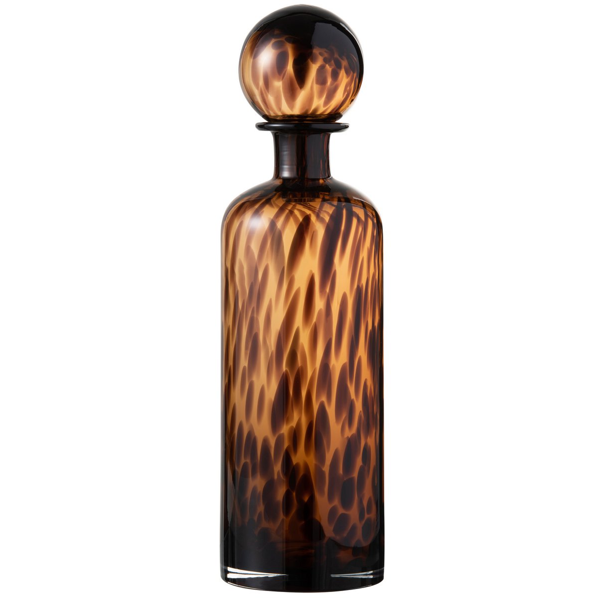 J-Line Fles+Stop Spikkel Decoratief Glas Bruin/Zwart Large