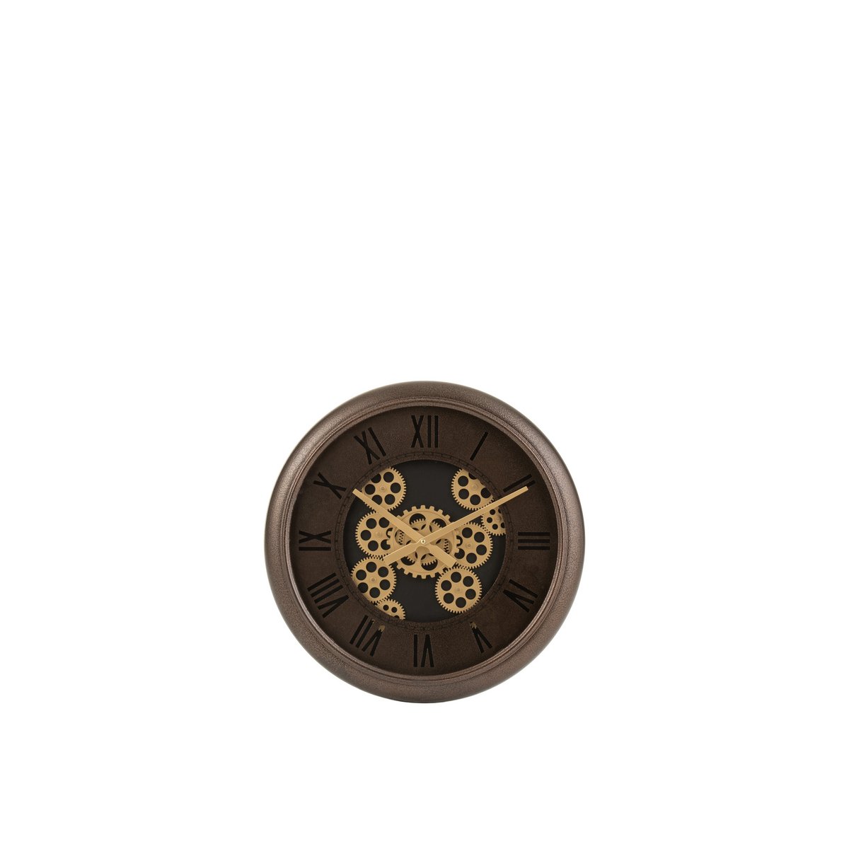 J-Line Radars Romeinse Cijfers klok - metaal - bruin/ goud - Ø 52 cm