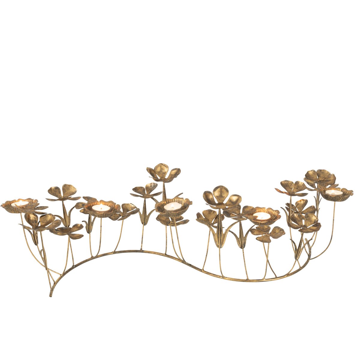 J-Line kandelaar Deco Bloemen - metaal - goud - large