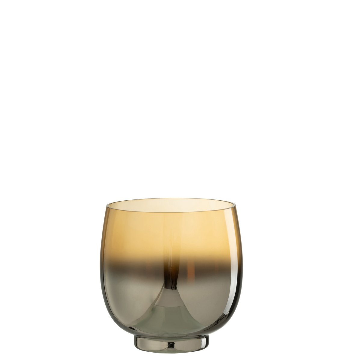 J-Line windlicht Rond - glas - geel/zilver - medium