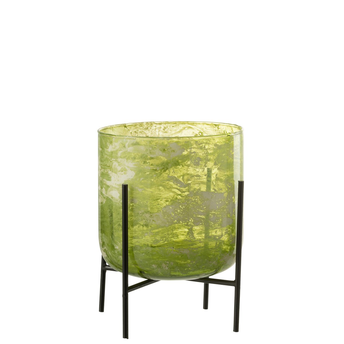 J-Line windlicht Staand Marmer - glas/ijzer - groen - large