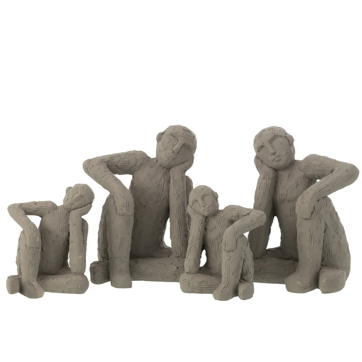 J-Line Set Van 2 Boekensteun Zittend Cement Grijs Large