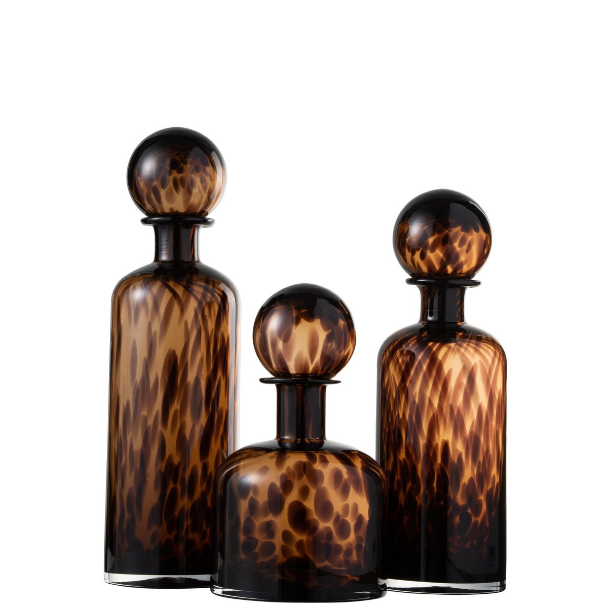 J-Line Fles+Stop Spikkel Decoratief Glas Bruin/Zwart Large
