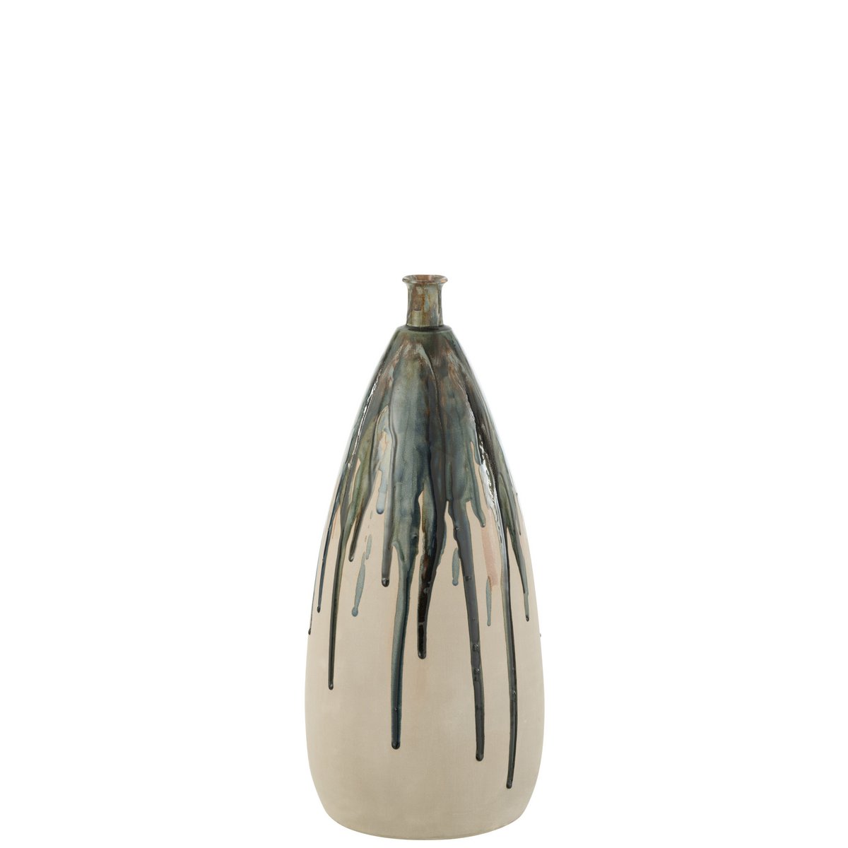 J-Line vaas Verf - keramiek - naturel/groen - small