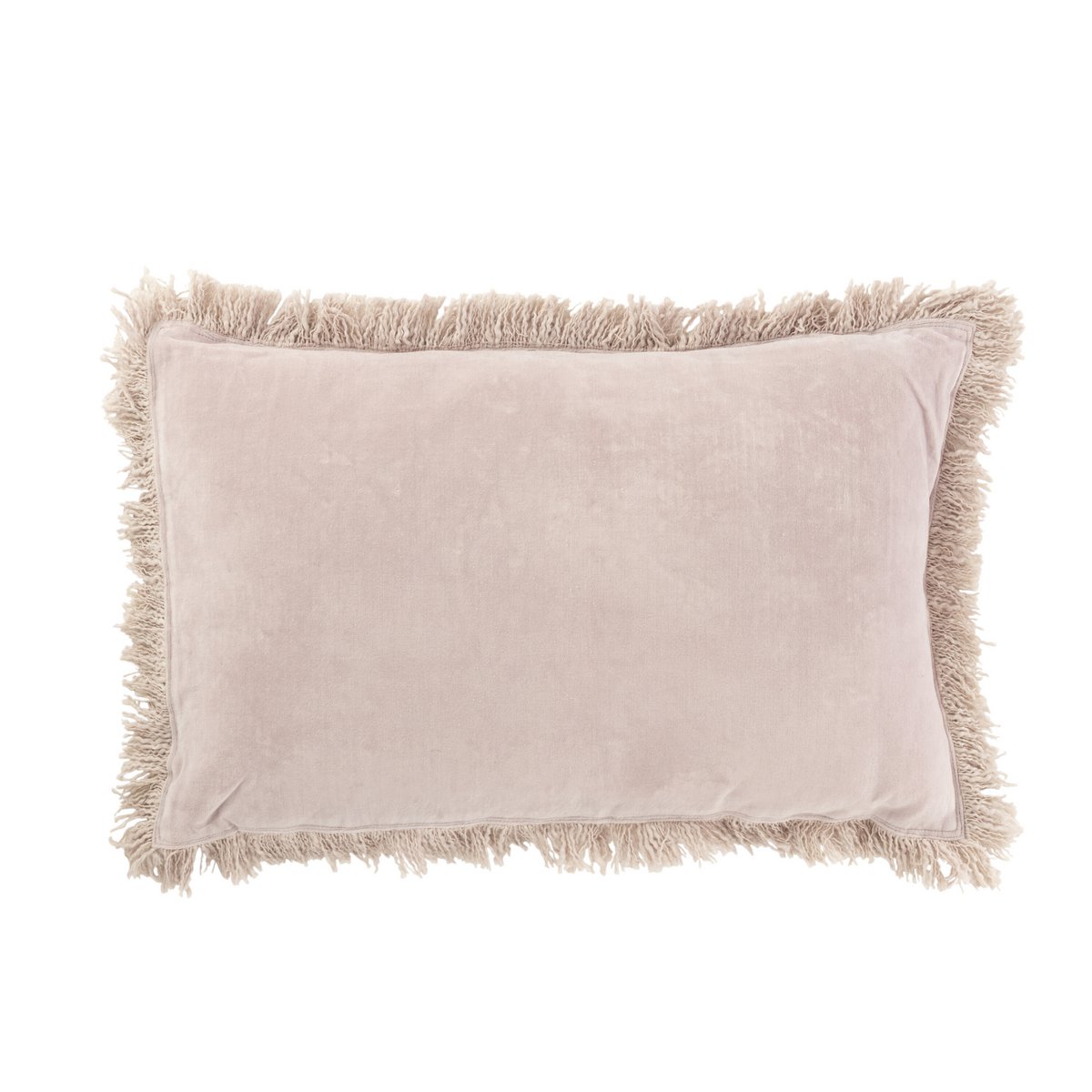 J-Line kussen Franje - katoen/fluweel - oud roze