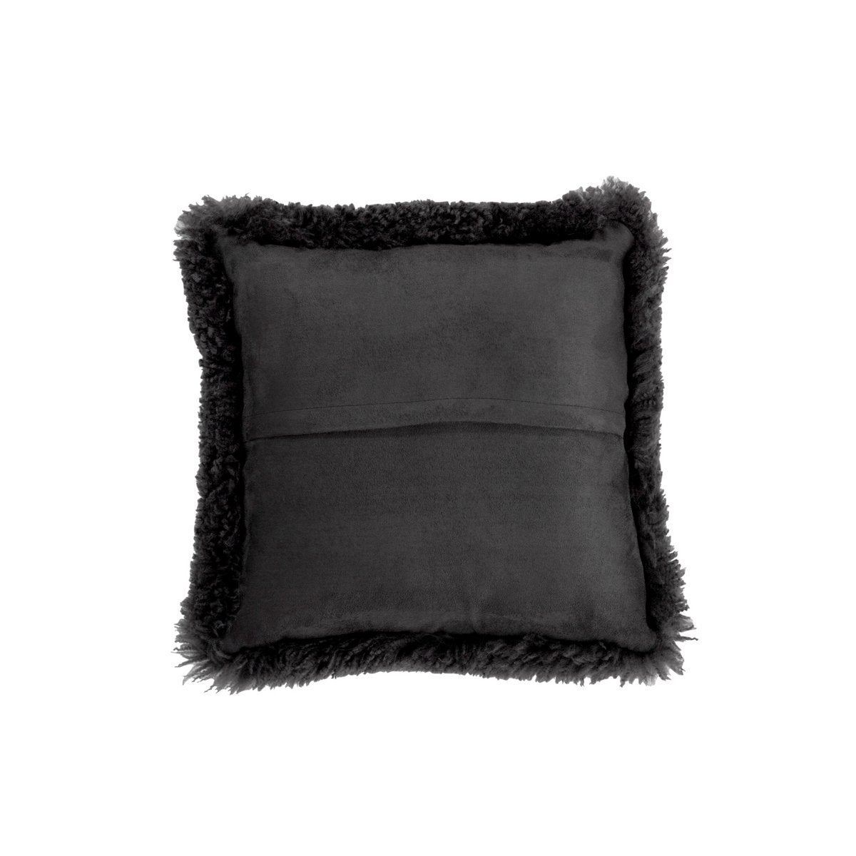 J-Line kussen Vierkant Schapenvel - polyester - donkergrijs