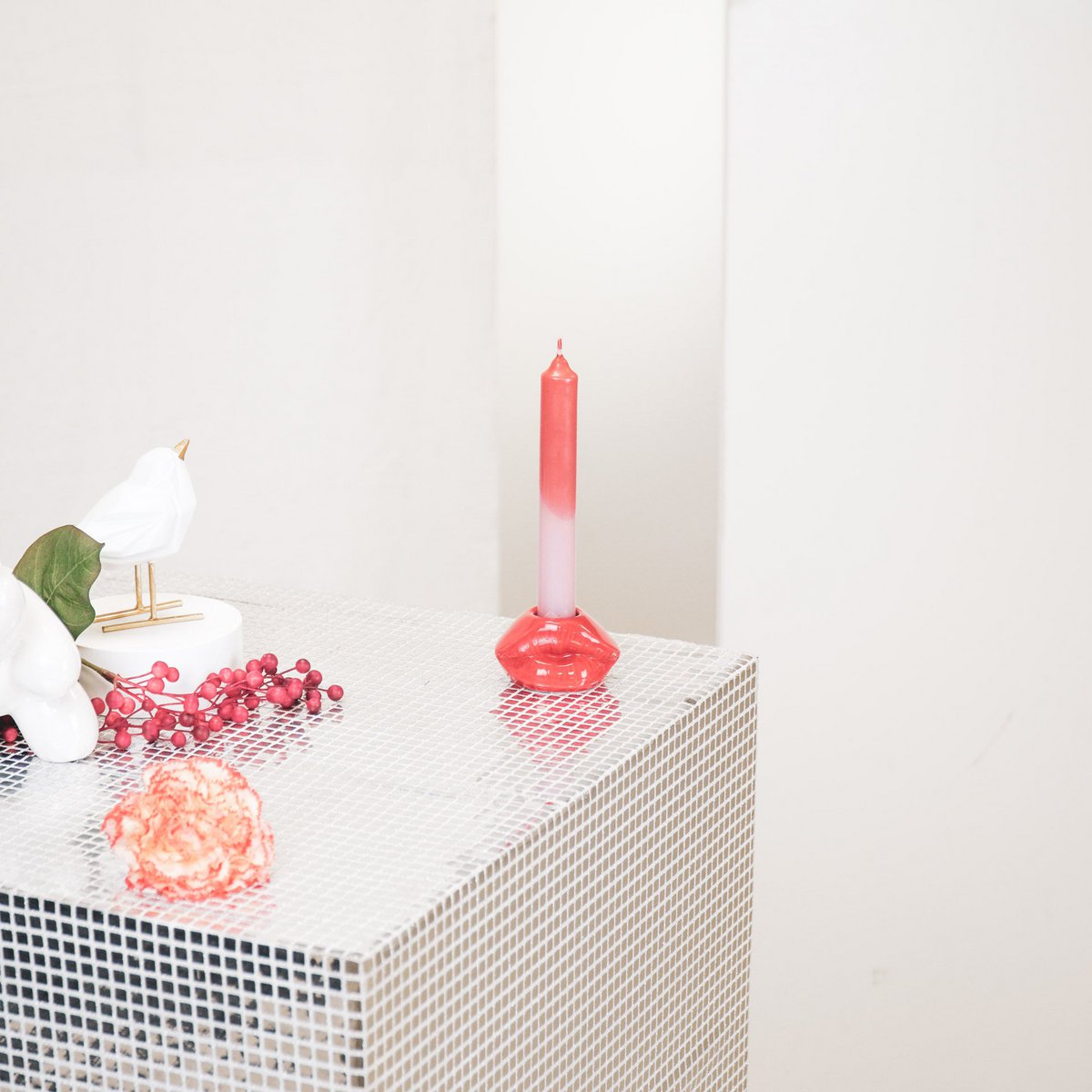 Housevitamin Lips Don't Lie Kandelaar - Rood - 7x5,5x4cm