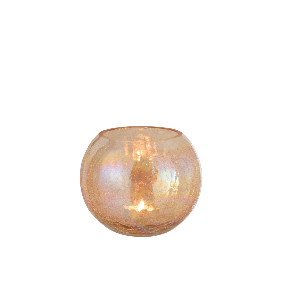 J-Line windlicht Bol Craquele Parel Effect - glas - amber - large