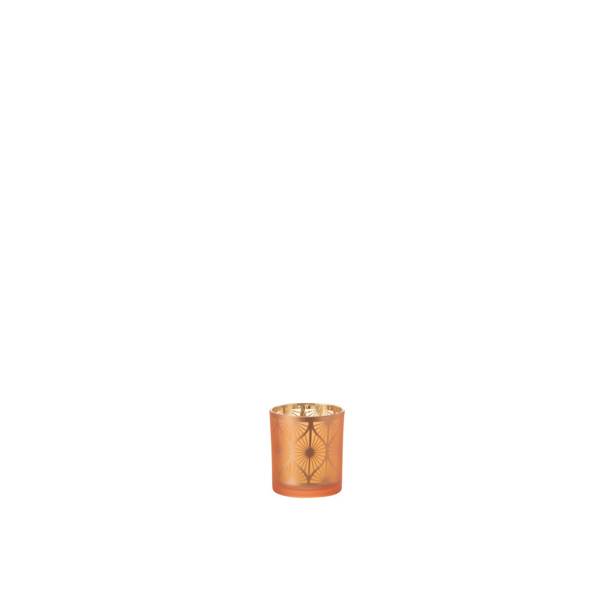 J-Line kaarshouder Ruit Bloemen - glas - oranje - small