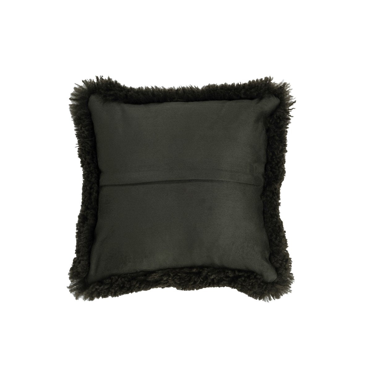 J-Line kussen Vierkant Schapenvel - polyester - donkergroen