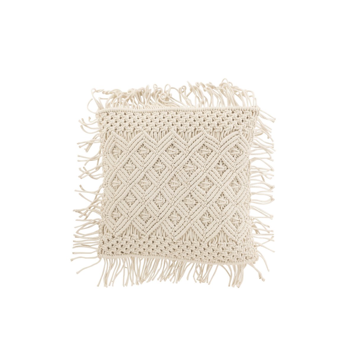 J-Line kussen Cosy Diamant - katoen - gebroken wit