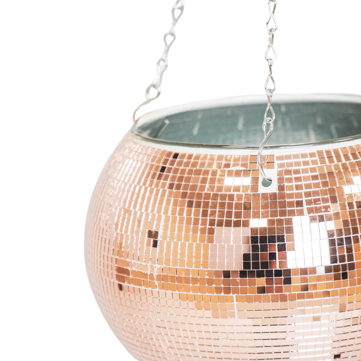 Hangende Plantenpot - Disco - Glas - Rosé Goud - 25x25x25cm